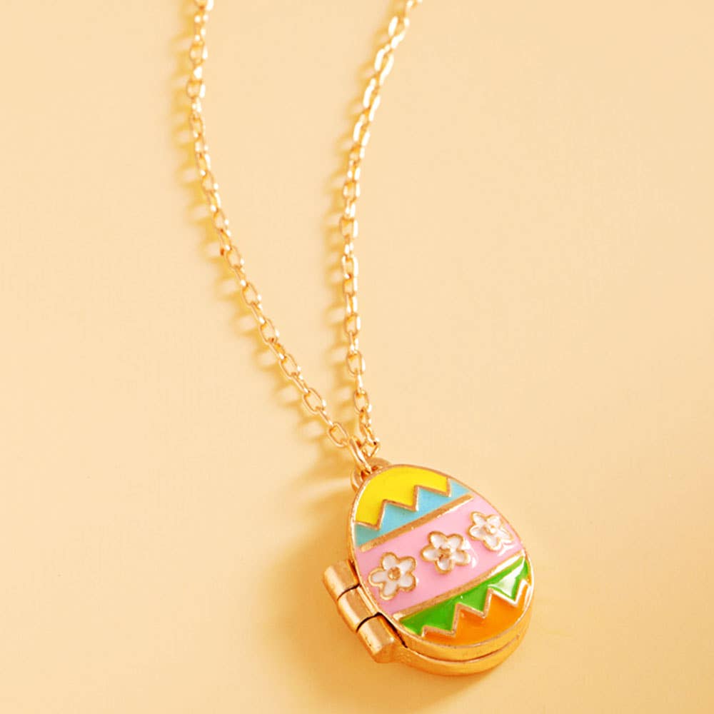 Enamel Easter Egg Locket Pendant Necklace