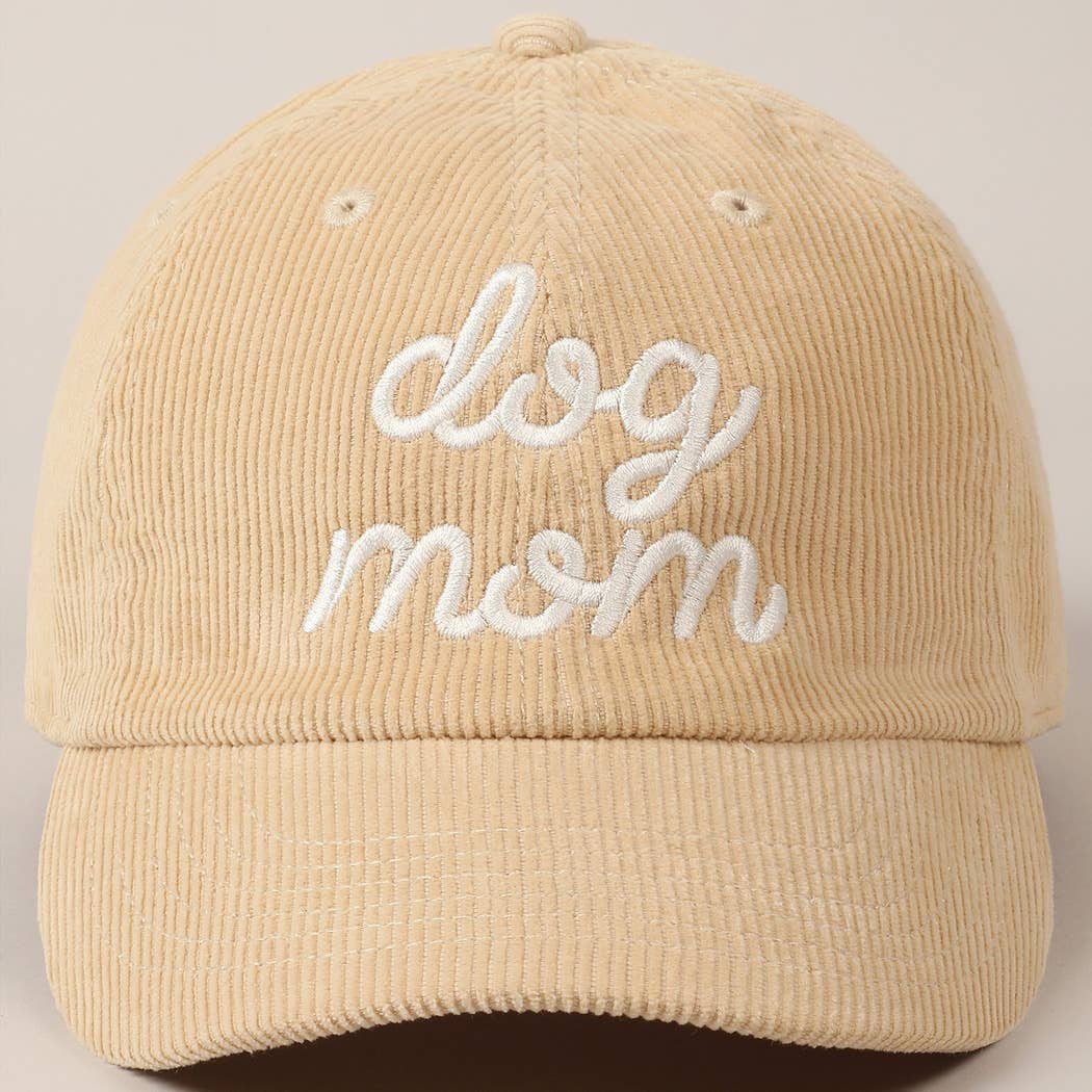 Dog Mom Text Solid Color Corduroy Baseball Cap