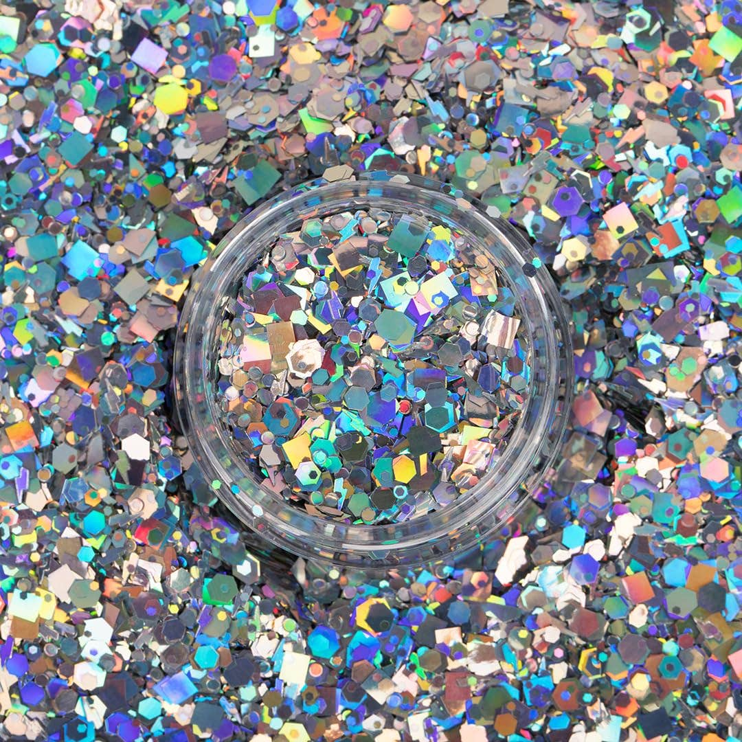 Macro Glitter | Silver-Lunar | Chunky Glitter | Body Glitter