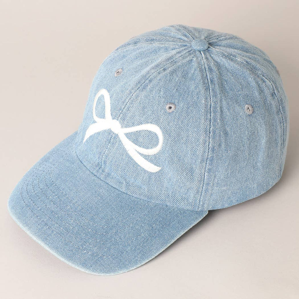 Trendy Bow Embroidered Denim Baseball Cap