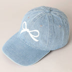 Trendy Bow Embroidered Denim Baseball Cap