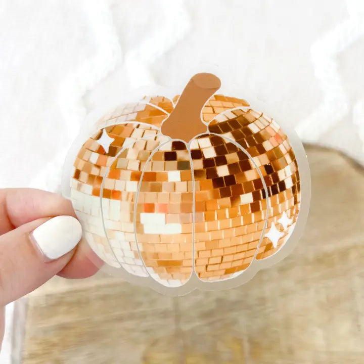 Clear Disco Ball Pumpkin Sticker, 2.9x2.9 in.