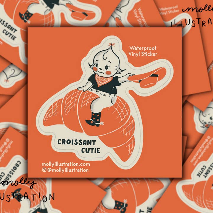 Croissant Cutie Kewpie Food Lover Sticker