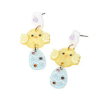 Resin Easter Chick Egg Link Drop Earrings