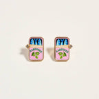 0.75 Inch Canned Sardines Rhinestone Post Earrings