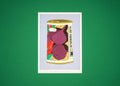 A risograph print of a can of a can with beet seeds