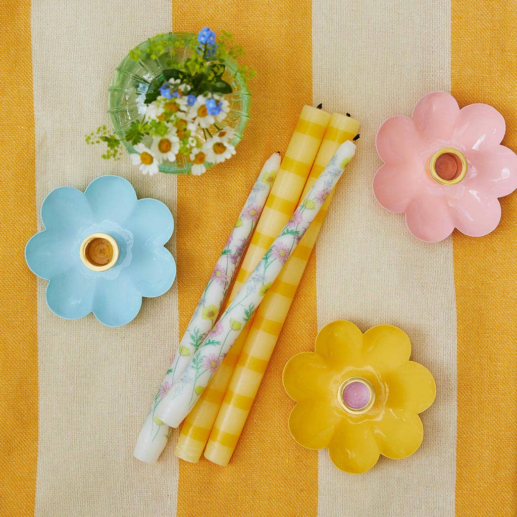 Colored Enamel Flower Shaped Candle Holders | Mothers Day Gifts |