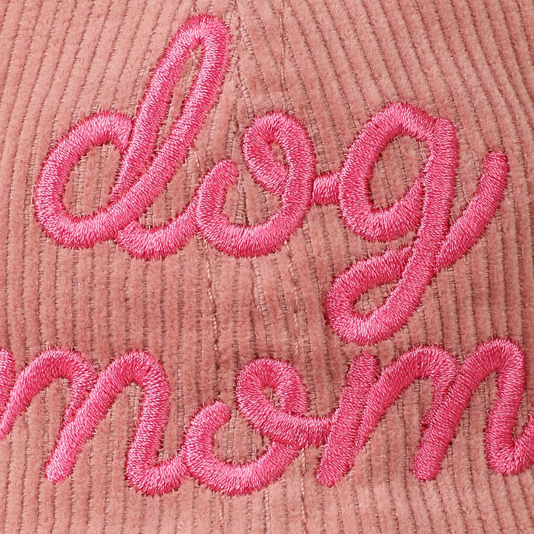 Dog Mom Text Solid Color Corduroy Baseball Cap