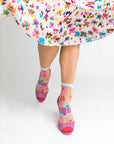 Ribbon Roses Sheer Ankle Socks