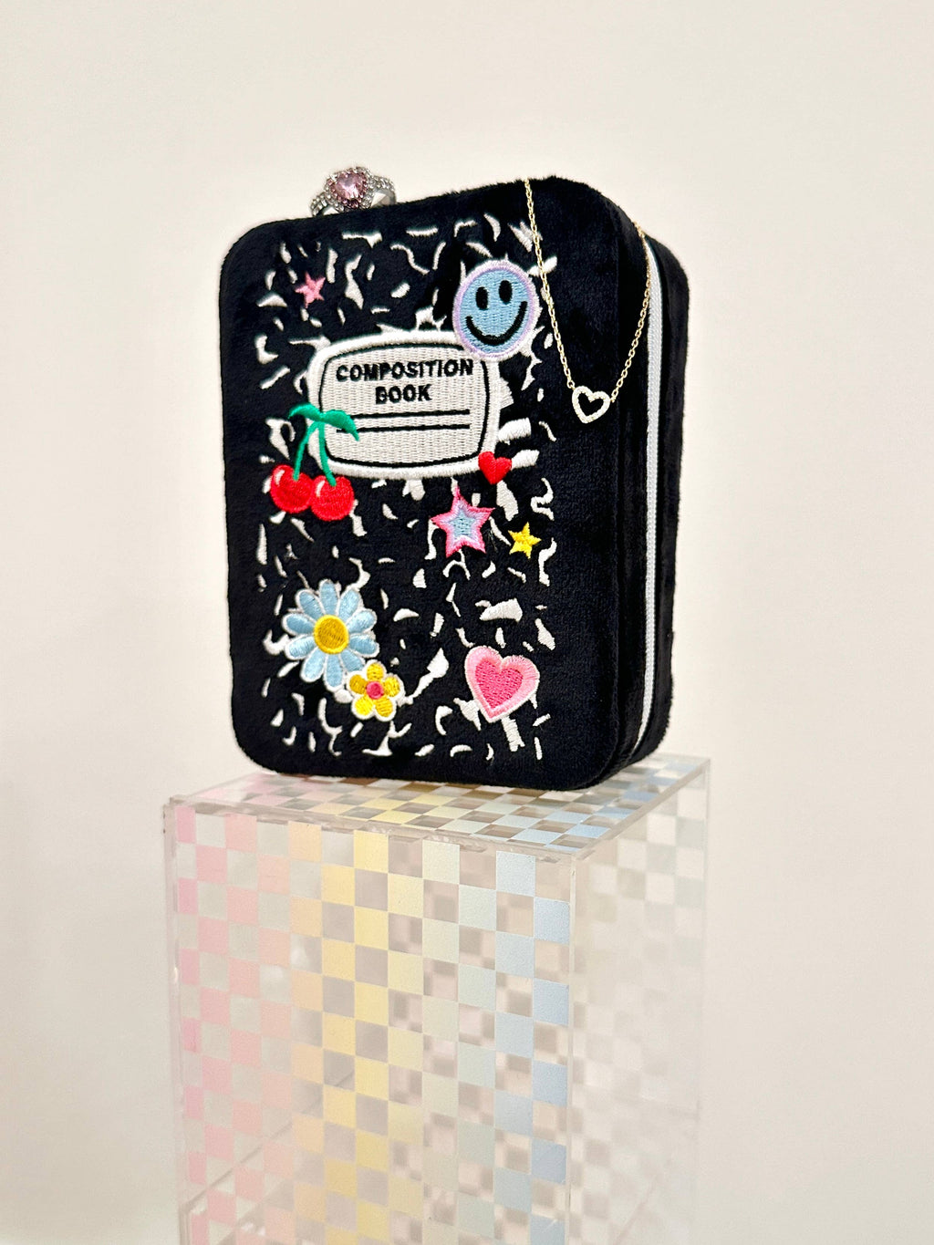 Velvet Notebook Jewelry Zip Case