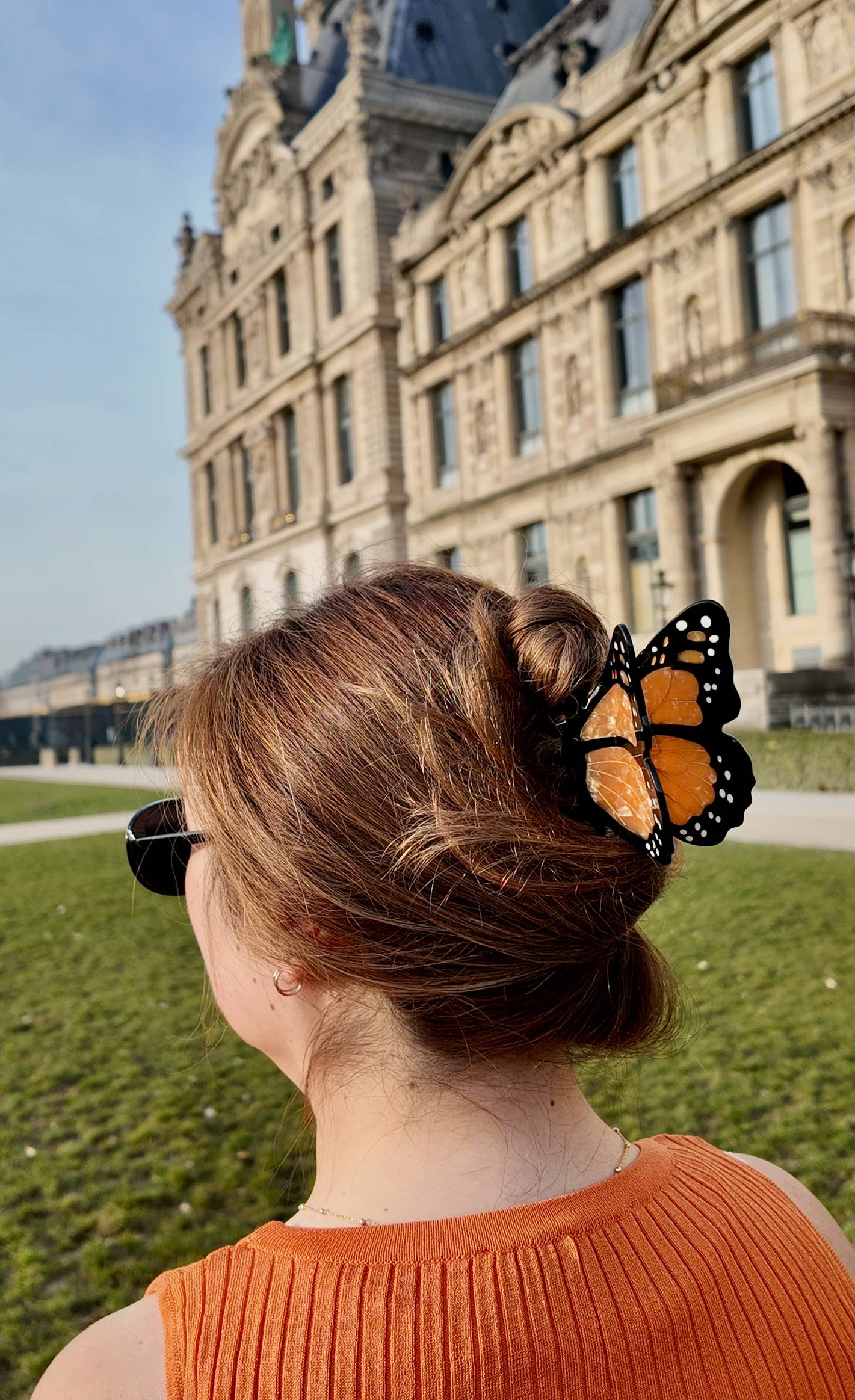 Hand-painted Monarch Butterfly Claw Hair Clip