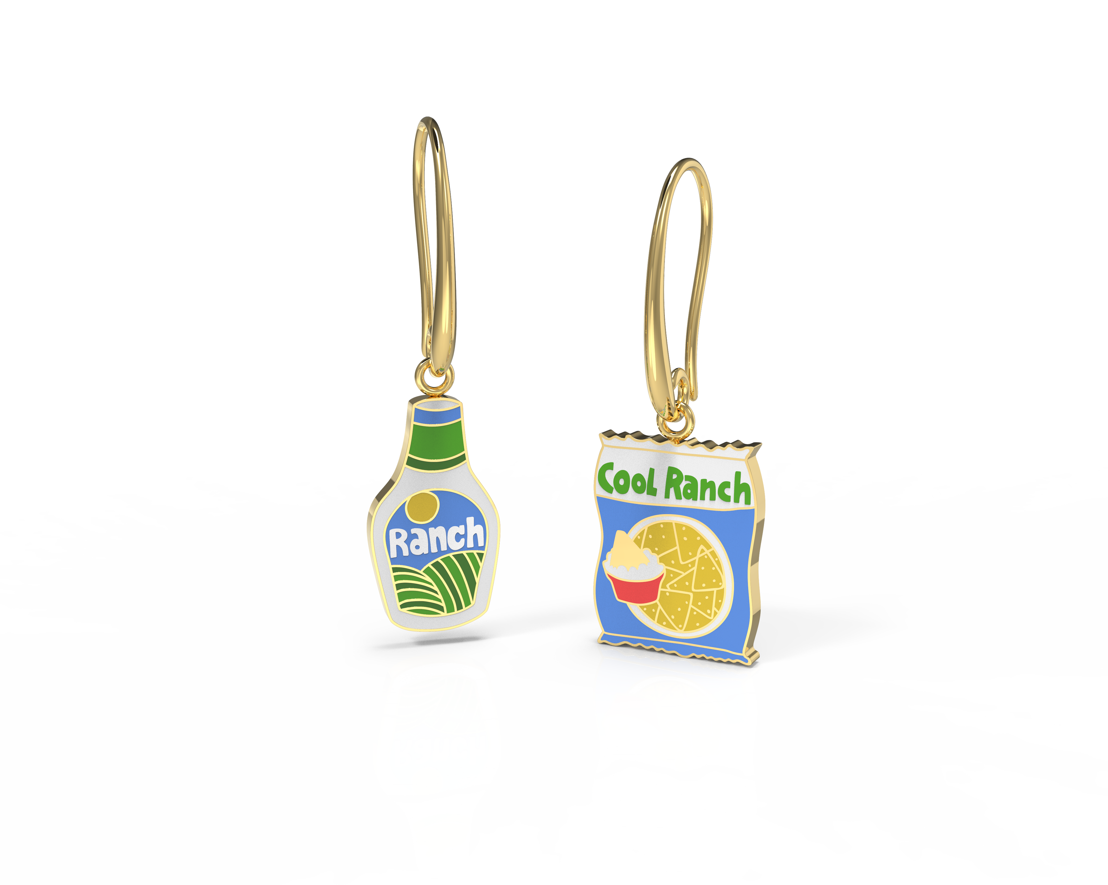 Cool Ranch Dressing Earrings - Gold Junk Food Jewelry