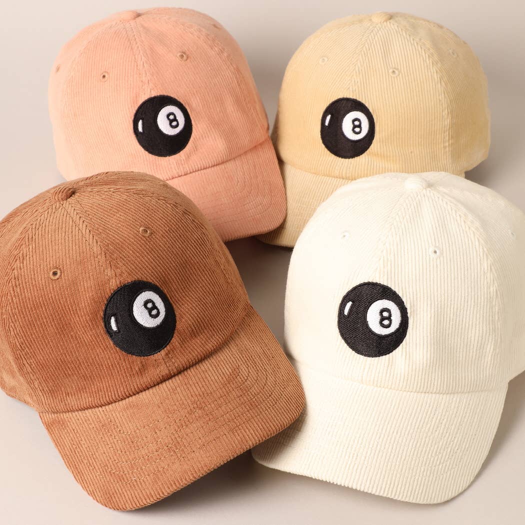 8 Ball Embroidered Corduroy Cap