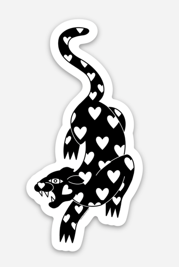 Black Heart Panther Sticker