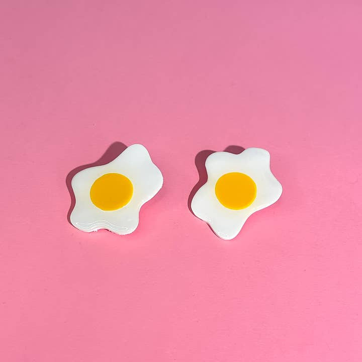 fried egg polymer clay earring