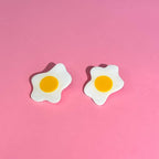 fried egg polymer clay earring
