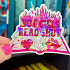 Hot Girls Read Smut Hot Pink Holographic Sticker
