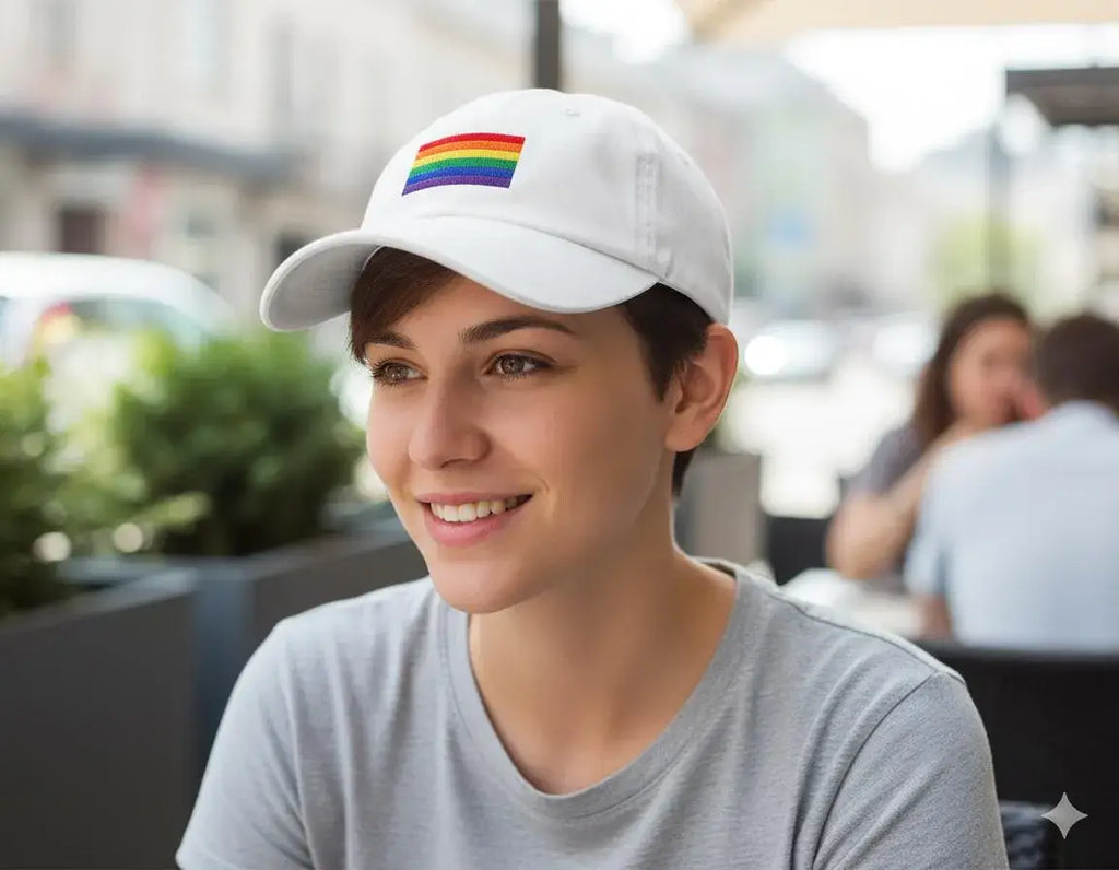 Rainbow Flag Baseball Hats in White