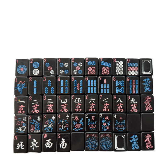 Black Mahjong Tiles - Neon Shadow – American Mahjong Tile Set (166 Tiles)