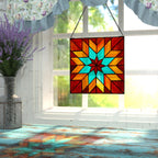 Red & Teal Quilt Square