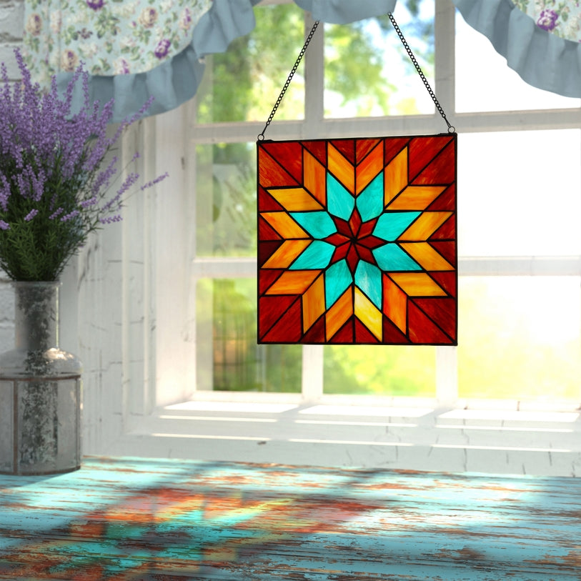 Red & Teal Quilt Square