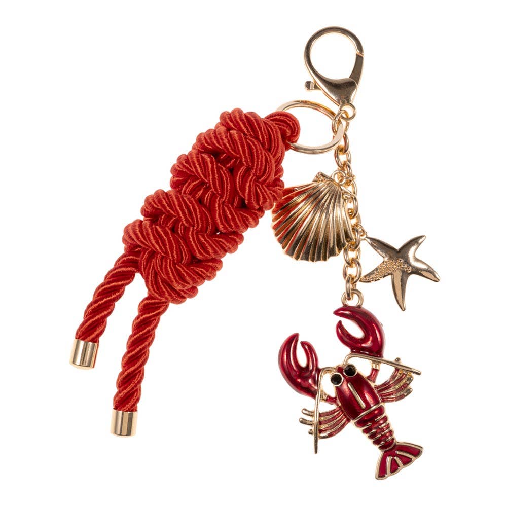 Lobster Starfish Shell Charm Drop Braided Cord Bag Charm Keychain