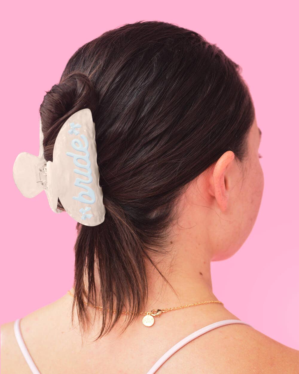Bride Acrylic Claw Clip | white marble, bridal hair