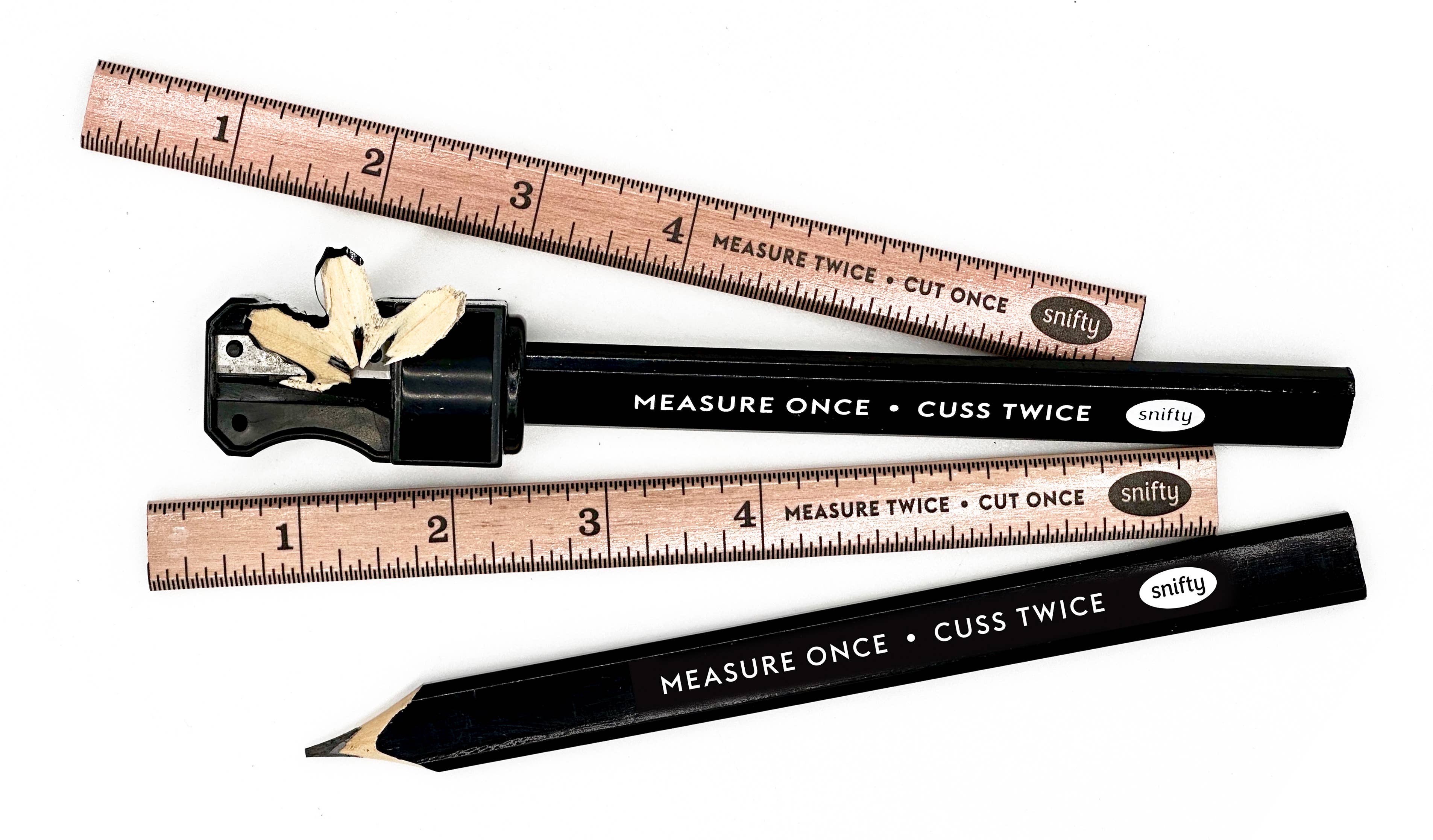 WOOD + WORK - 8 Carpenter Pencils/Sharpener Set