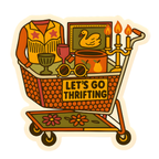 Let’s Go Thrifting Vintage Shopping Cart Sticker
