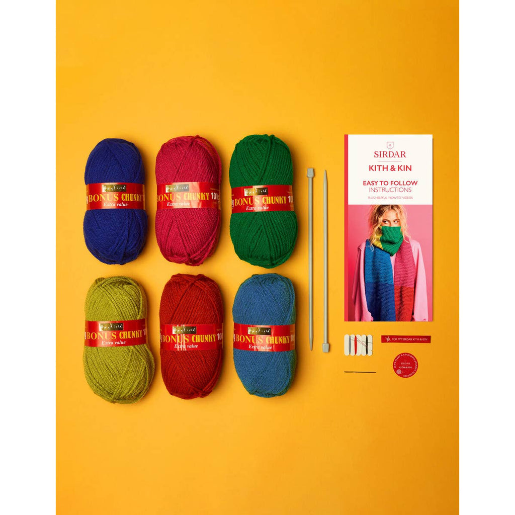 Sirdar Color Block Scarf Knit Kit