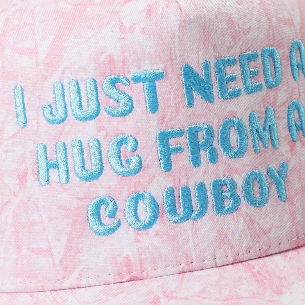 I JUST NEED A HUG FROM A COWBOY Embroidered Camo Trucker Hat