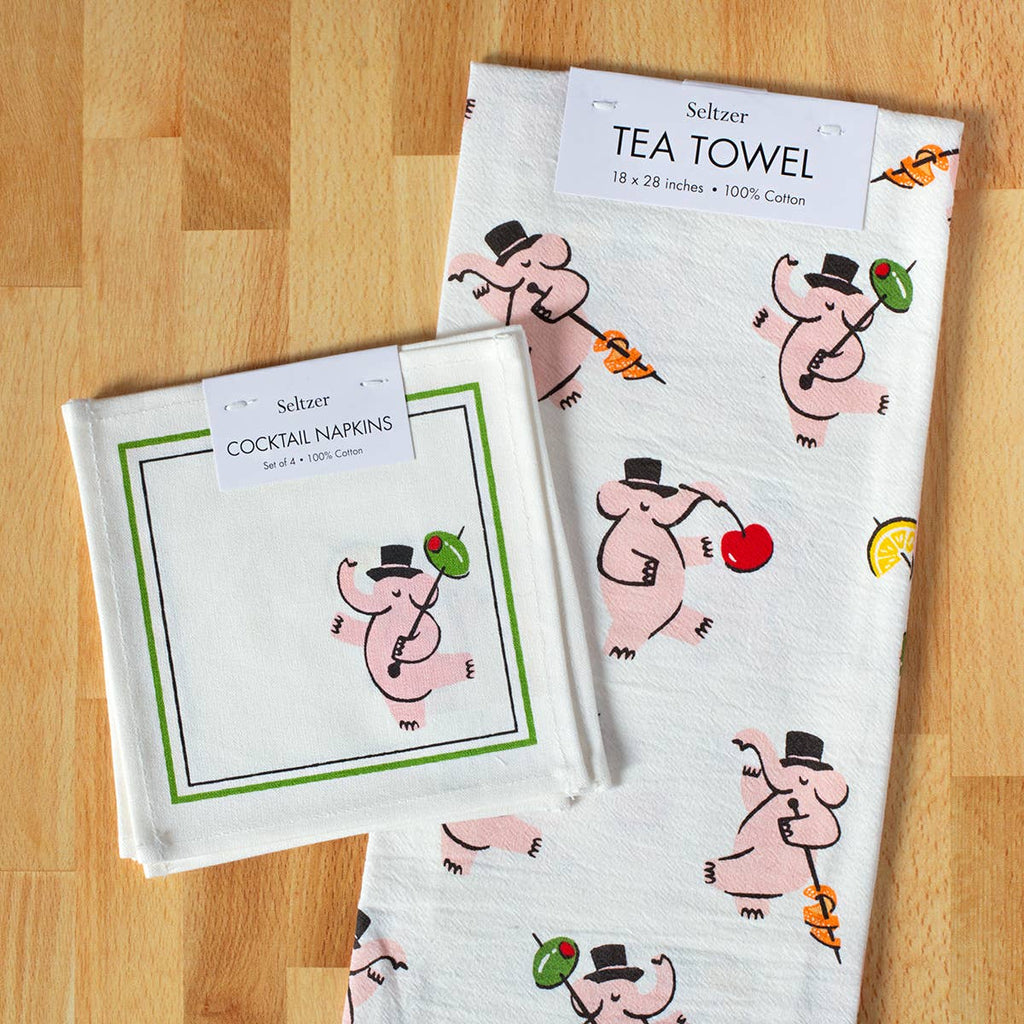 Pink Elephants Cocktail Napkin Set