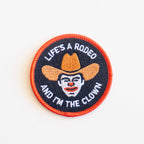 Rodeo Clown Embroidered Iron on Patch