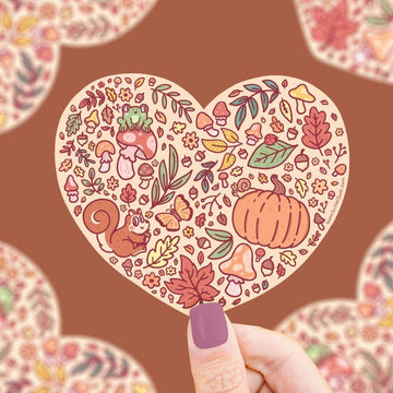 Autumn Fall Leaves Heart Sticker