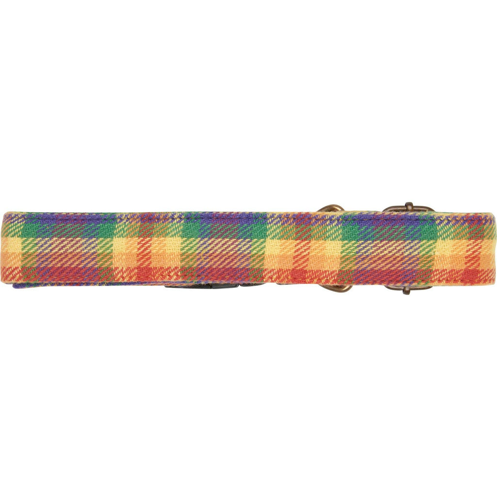 Rainbow Plaid Dog Collar