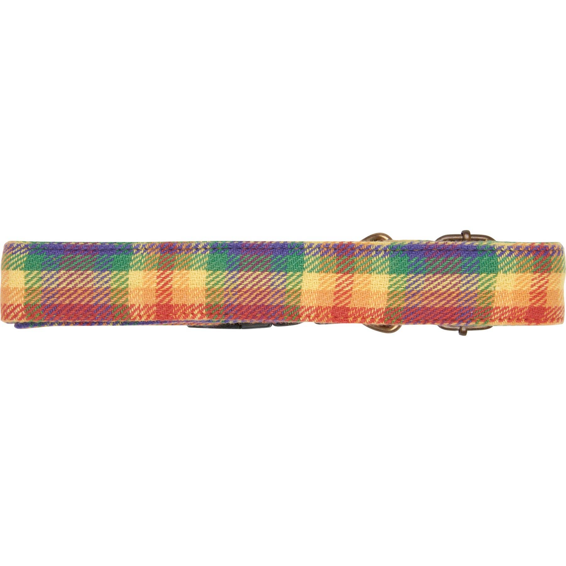 Rainbow Plaid Dog Collar