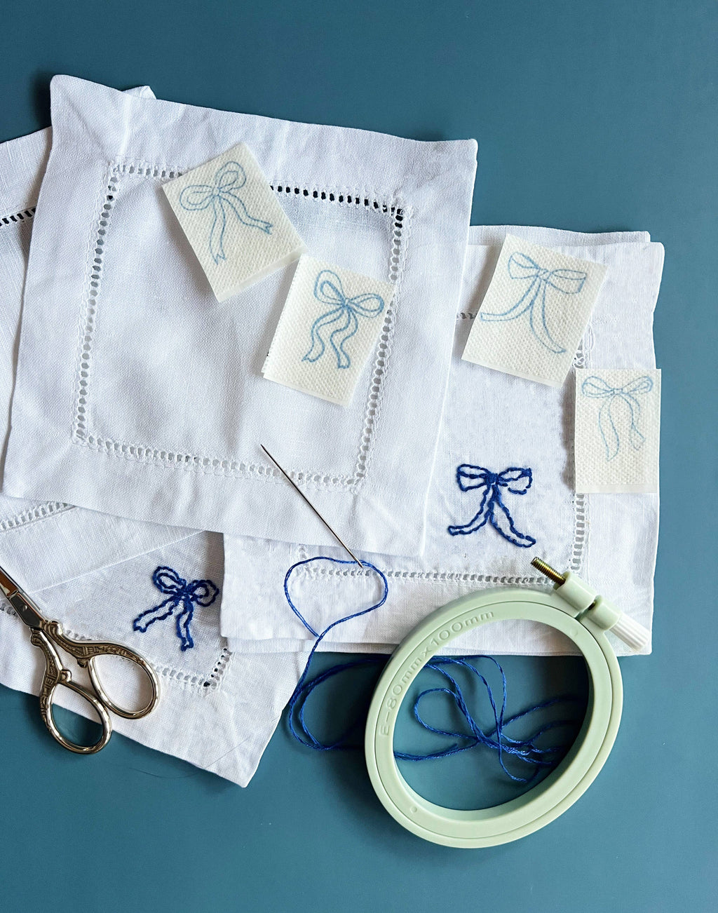 Ribbon Bow Napkins Embroidery Kit