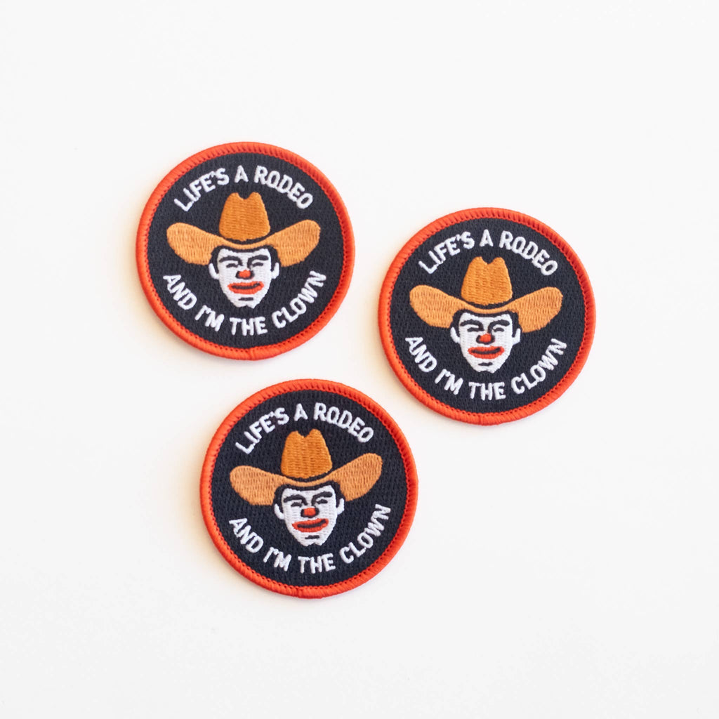Rodeo Clown Embroidered Iron on Patch