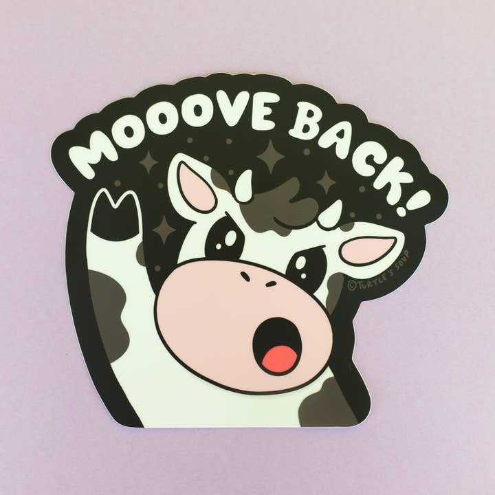 Mooove Back Cow Peek a Boo Bumper Sticker