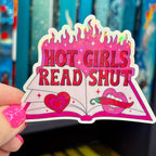 Hot Girls Read Smut Hot Pink Holographic Sticker