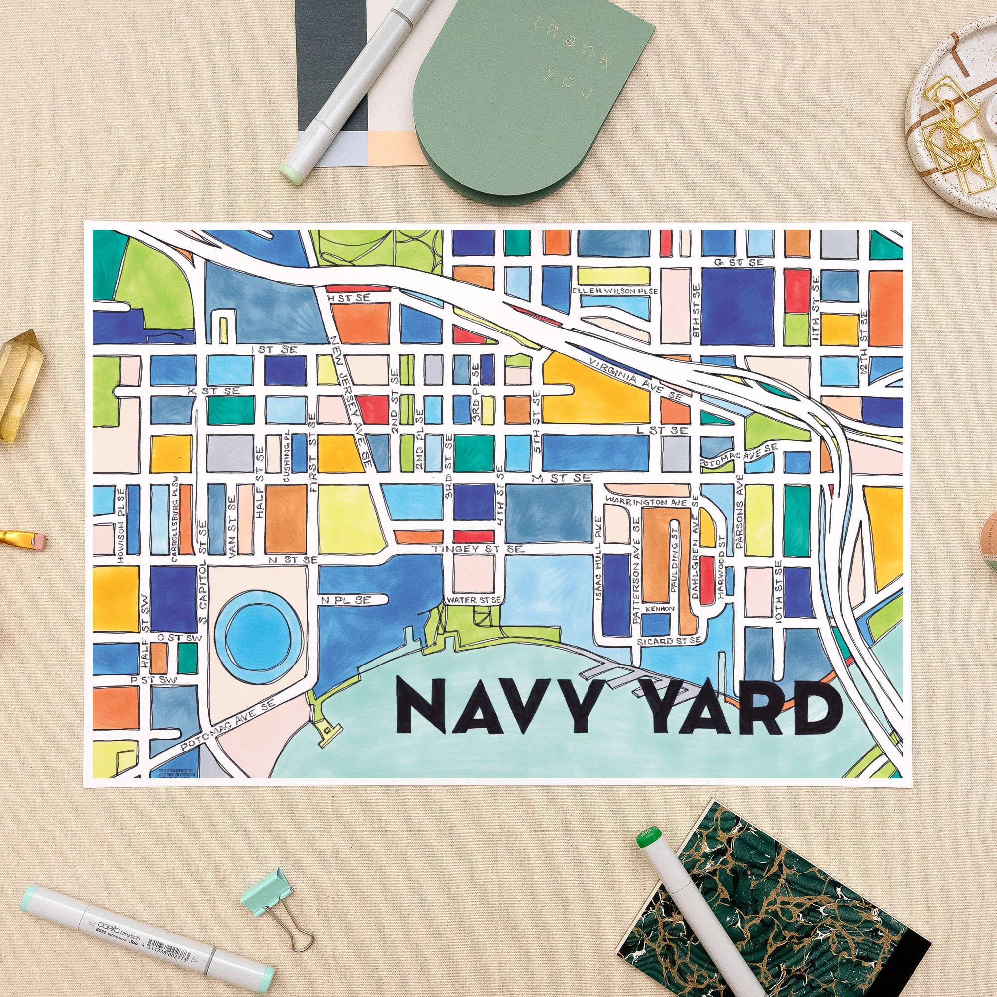Navy Yard Map Art Print