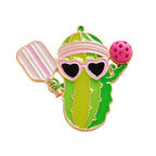 Enamel Funny Pickle Pickleball Player Pin Brooch