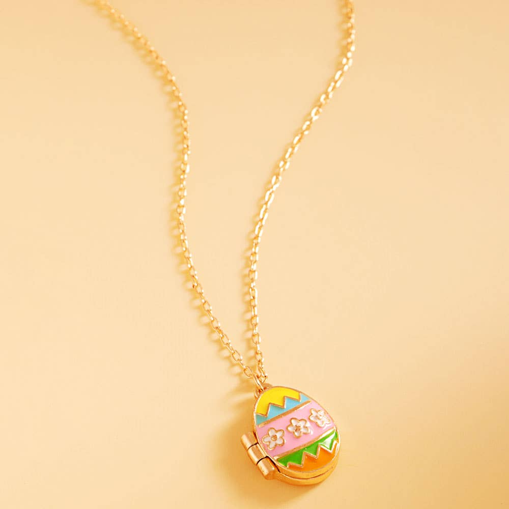 Enamel Easter Egg Locket Pendant Necklace