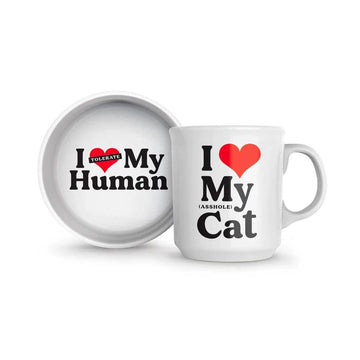 Howligans - Mug + Cat Bowl - Heart Cat