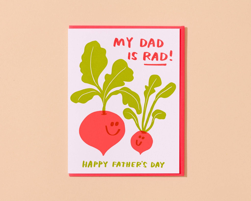 Rad Dad Letterpress Radish Greeting Card