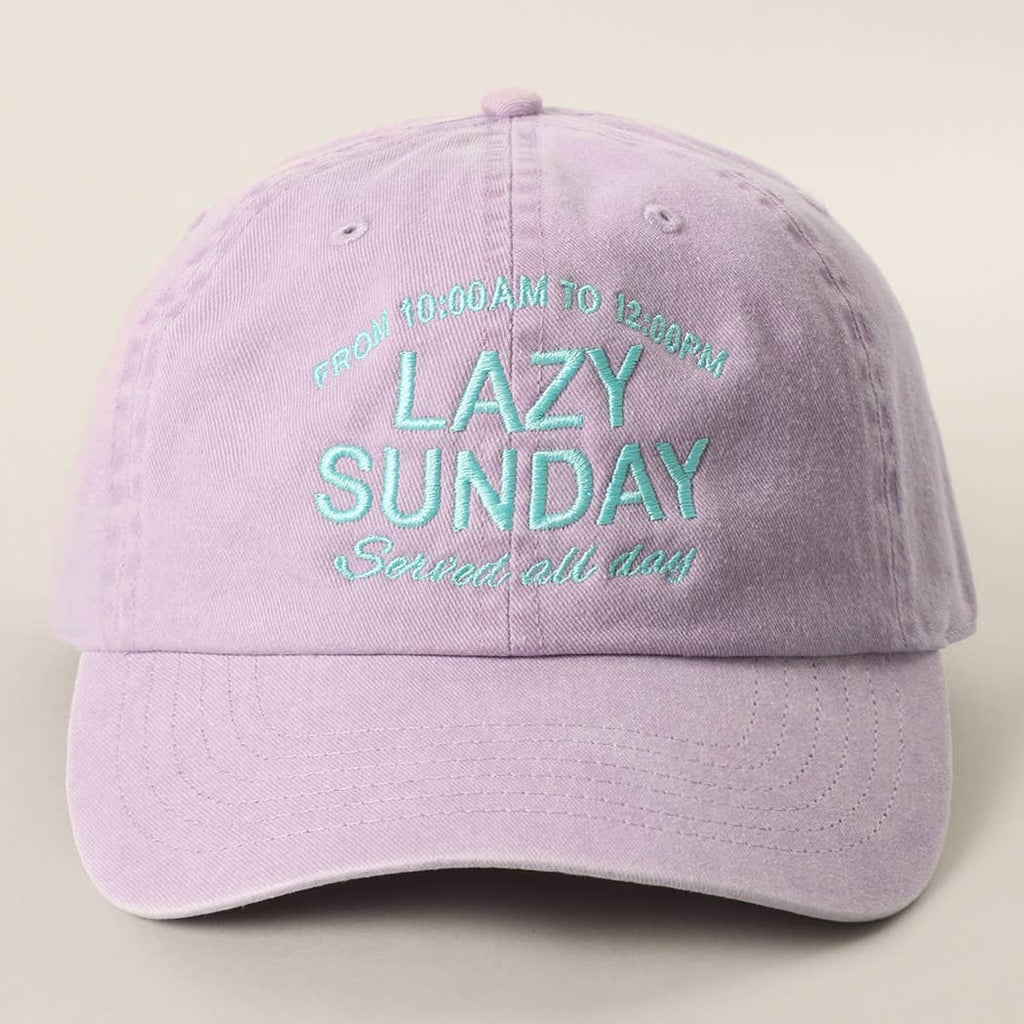 LAZY SUNDAY Served all day Embroidered Cotton Baseball Cap