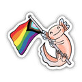 Axolotl With Progress Pride Flag Sticker