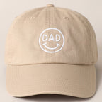 Dad Happy Face Designed Embroidered Baseball Cap
