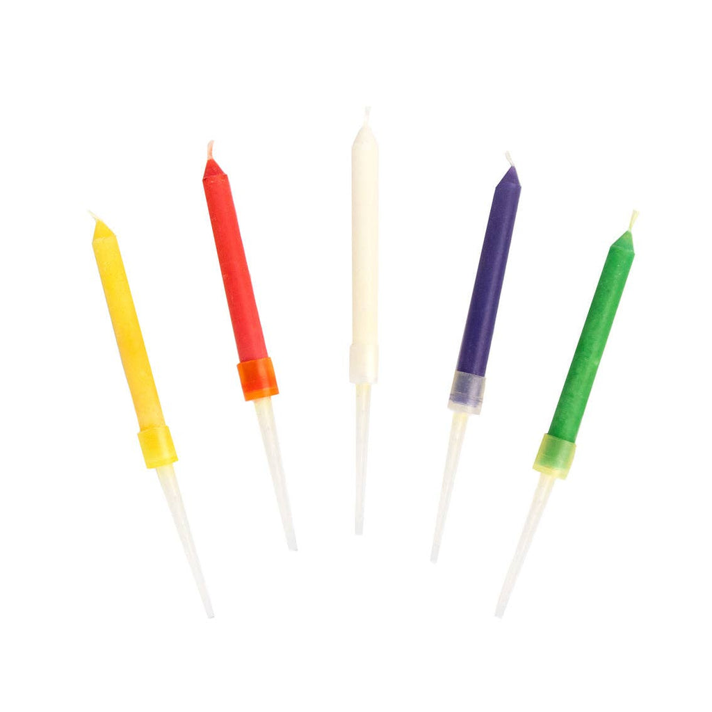 Rainbow Flame Birthday Candles - 12 Pack | Cake Candles |