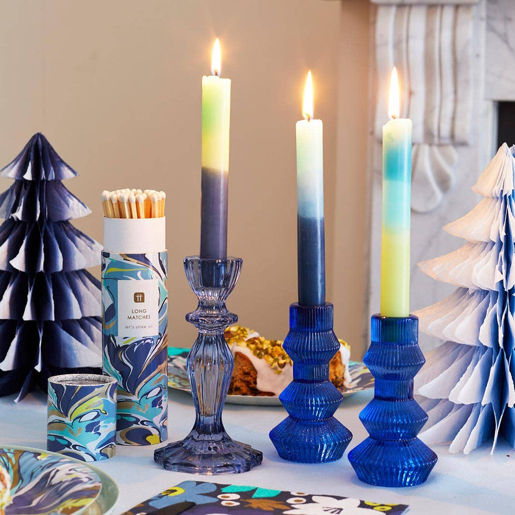 Navy Glass Candle Holder | Summer Gifts |